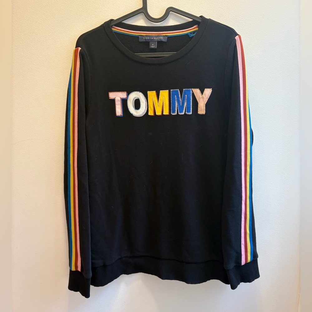 Tommy Hilfiger Black Top with Multicolor Trim